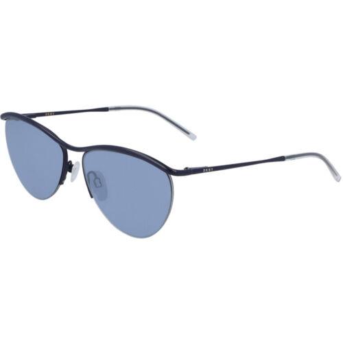 Dkny Women`s Sunglasses Navy Metal Half Rim Oval Frame Blue Lens Dkny DK107S 415