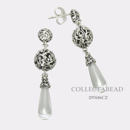 Pandora Sterling Silver Regal Droplets CZ Dangle Earrings 297686CZ