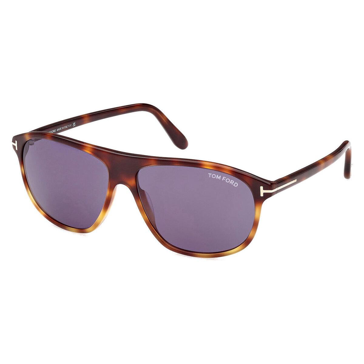 Tom Ford FT1027 Sunglasses Shiny Blonde Havana/t Logo / Blue