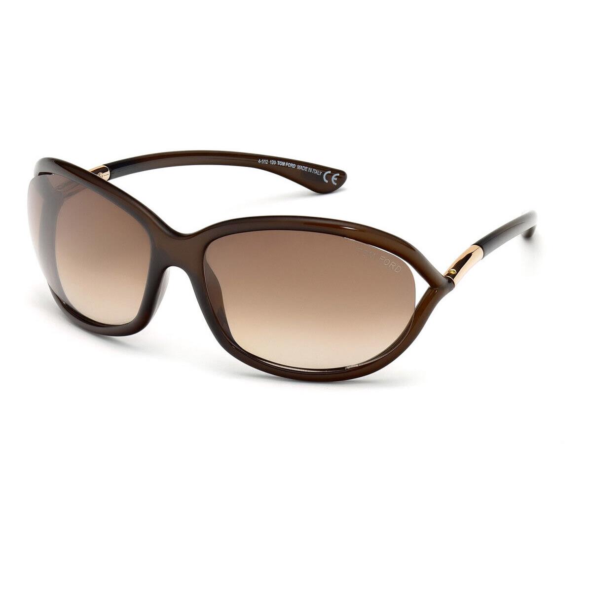 Tom Ford FT0008 Jennifer Sunglasses Shiny Dark Brown Gradient Brown 61mm