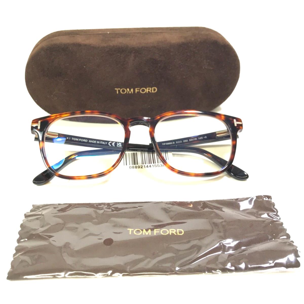 Tom Ford Eyeglasses Frames TF5868-B Eco 052 Brown Tortoise Square 53-18-145