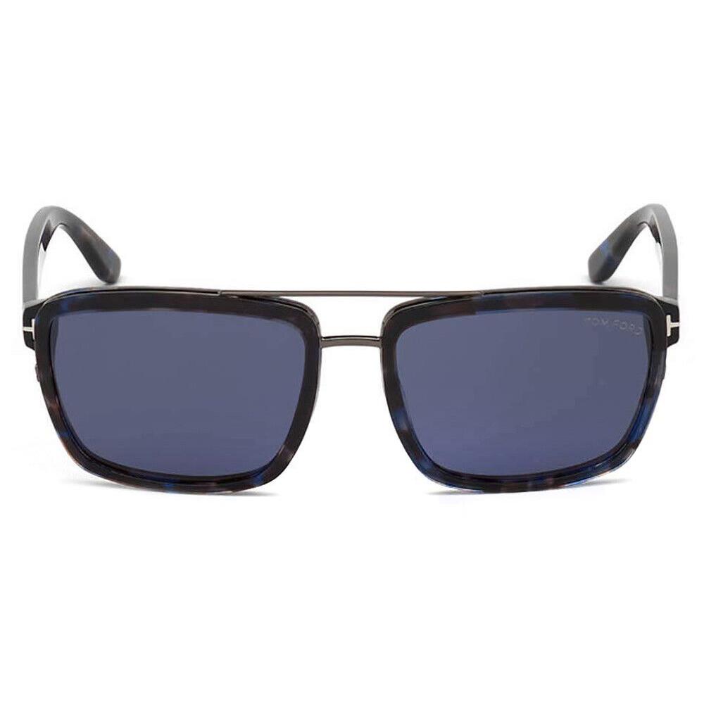 Tom Ford FT0780 Anders Sunglasses Men Blue Havana Square 58mm - Frame: Blue Havana, Lens: Blue, Code: 55V - Blue Havana/ Blue Lenses