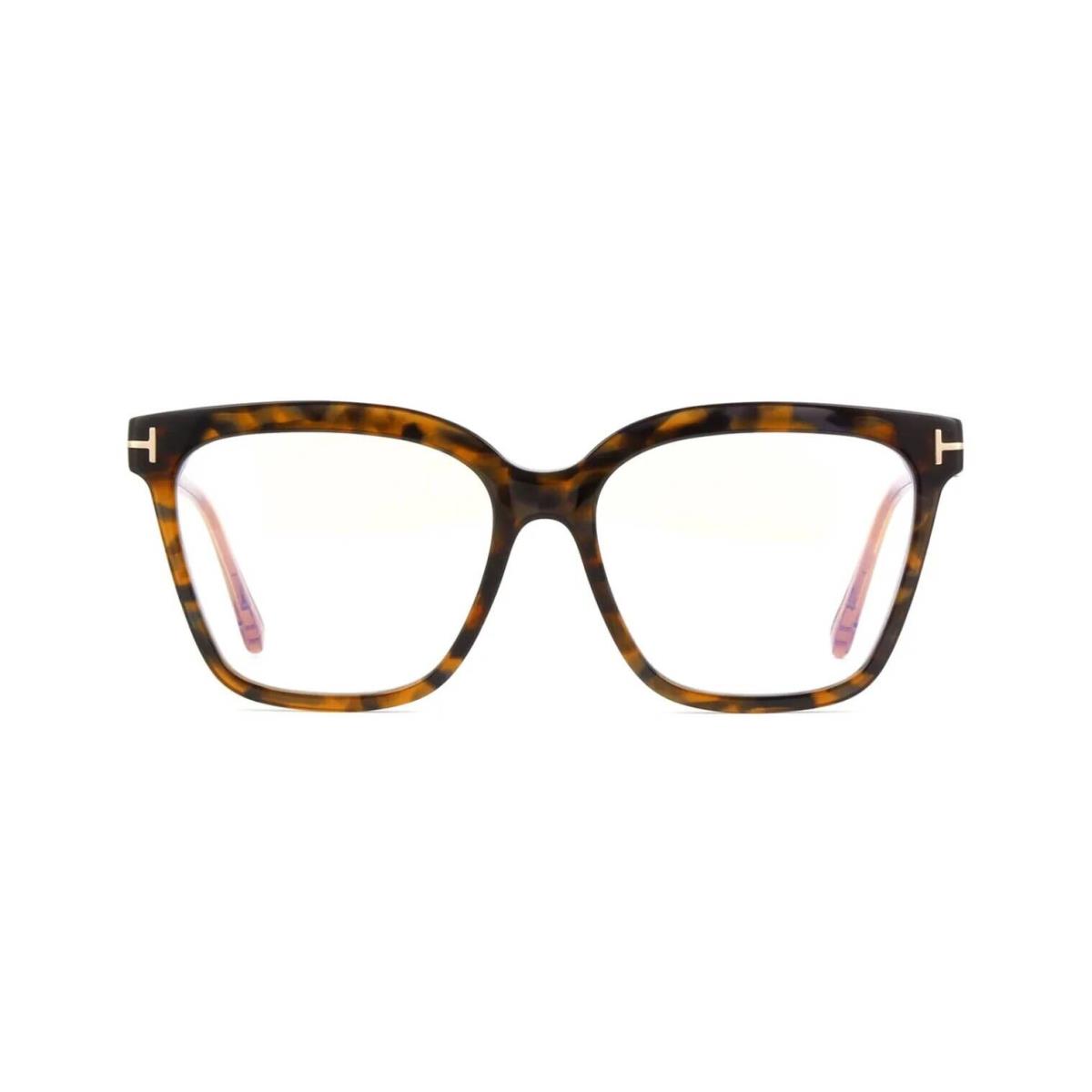 Tom Ford FT5892-B Blue Block Shiny Havana with Brown Crystal 052 Eyeglasses