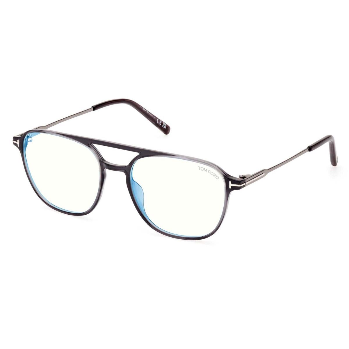 Tom Ford FT 5874-B Blue Block Grey Striped 020 Eyeglasses