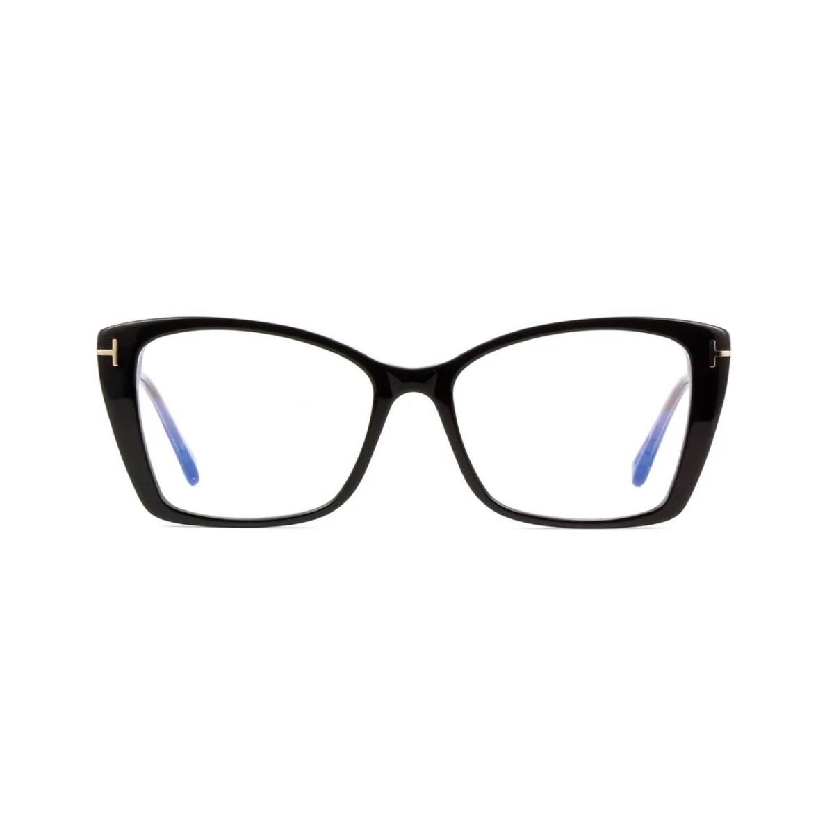 Tom Ford FT5893-B Blue Block Shiny Black with Grey Crystal 001 Eyeglasses