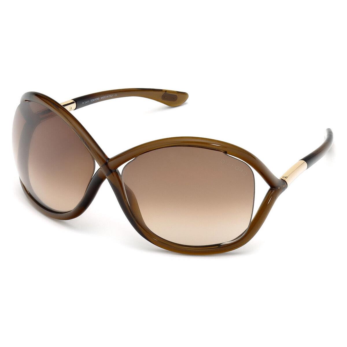 Tom Ford FT0009 Whitney Sunglasses Shiny Dark Brown Gradient Brown 64mm