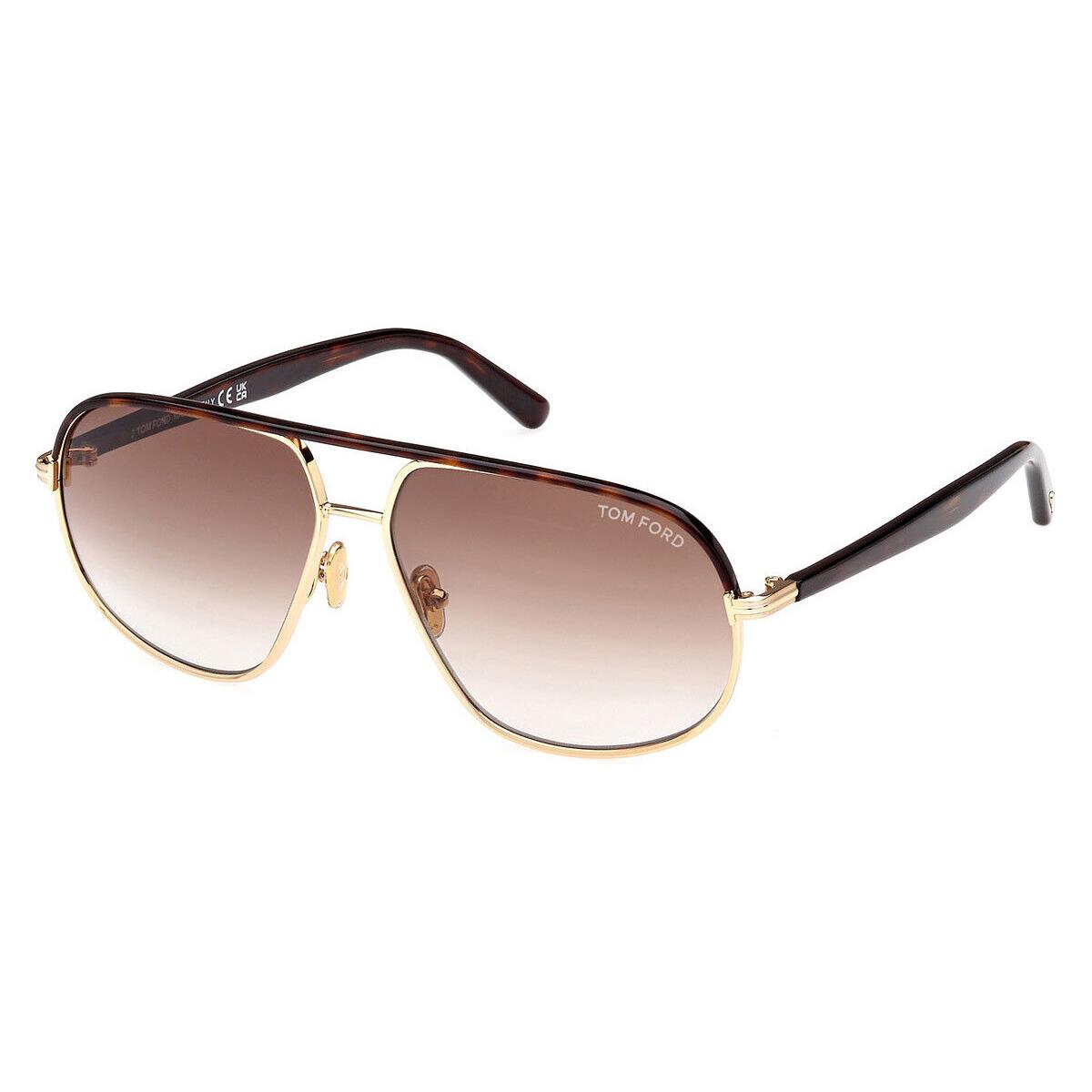 Tom Ford FT1019 Shiny Deep Gold/shiny Dark Havana/t Logo / Gradient Brown