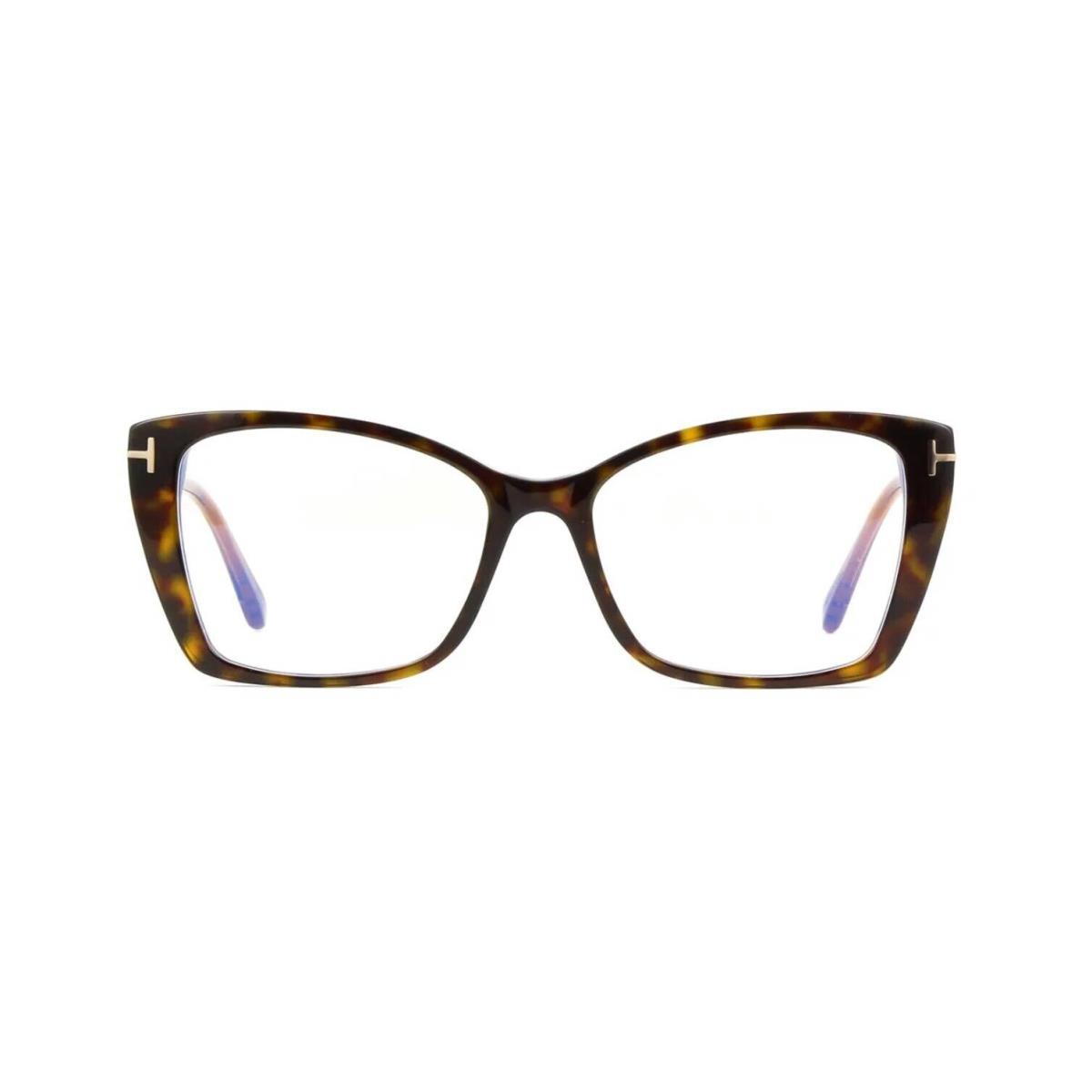 Tom Ford FT5893-B Blue Block Dark Havana with Brown Crystal 052 Eyeglasses