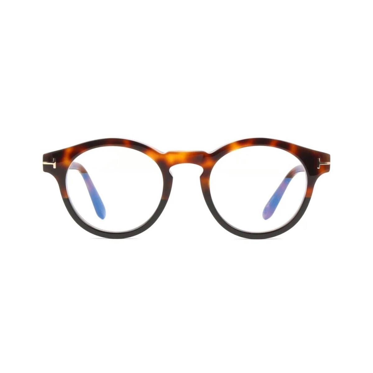 Tom Ford FT5887-B Blue Block Shiny Havana 005 Eyeglasses