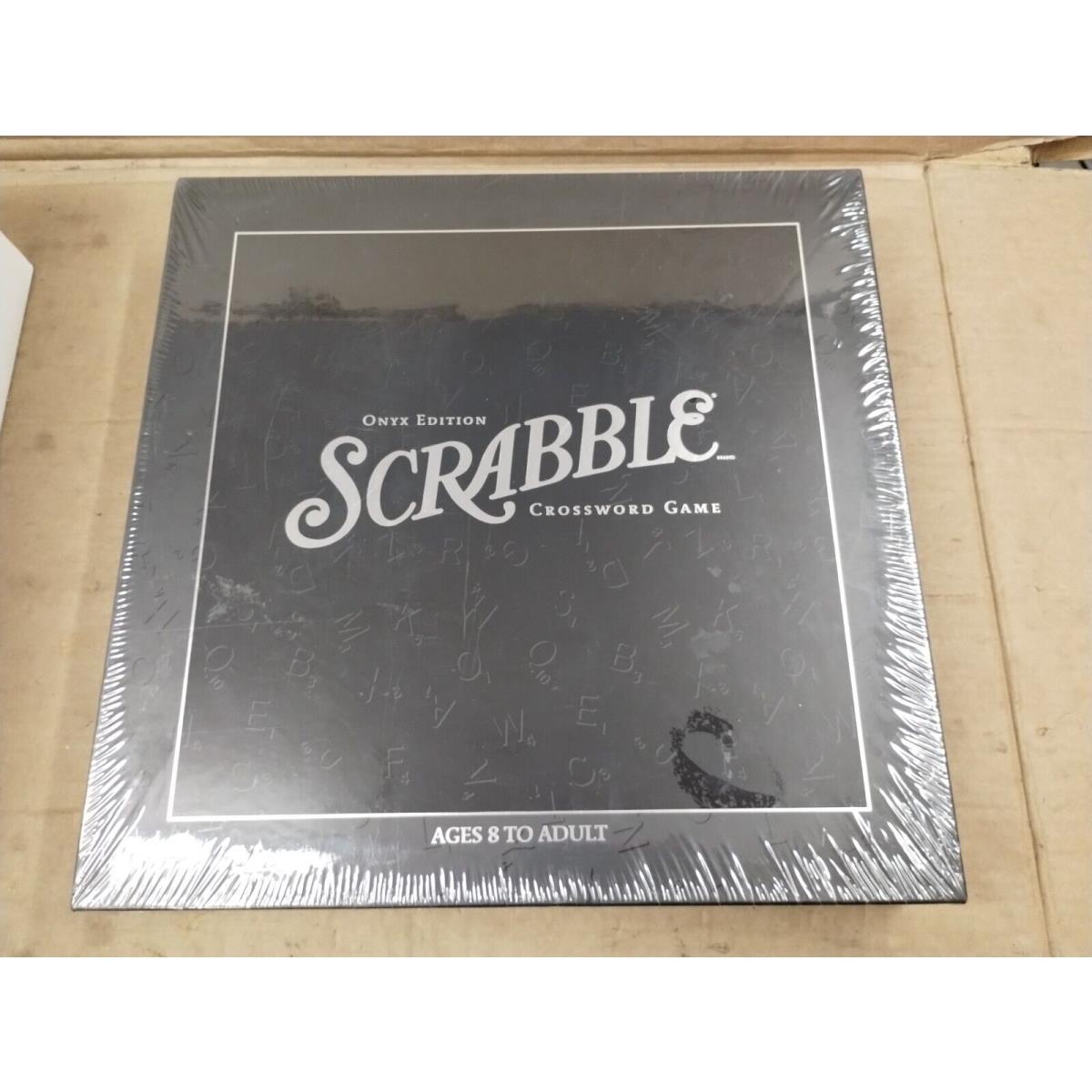 Scrabble Onyx Edition Crossword Game Rotating Board Wood Tiles