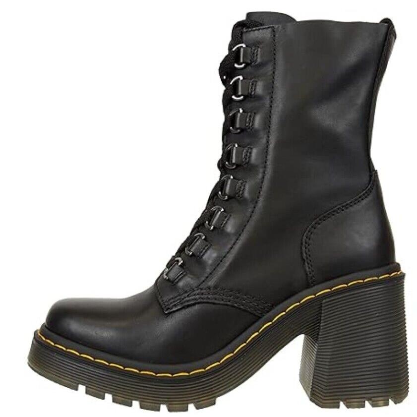 Dr. Martens Women`s 8 Eyelet Lace-up Chesney Boot Black Sendal Nappa US 10
