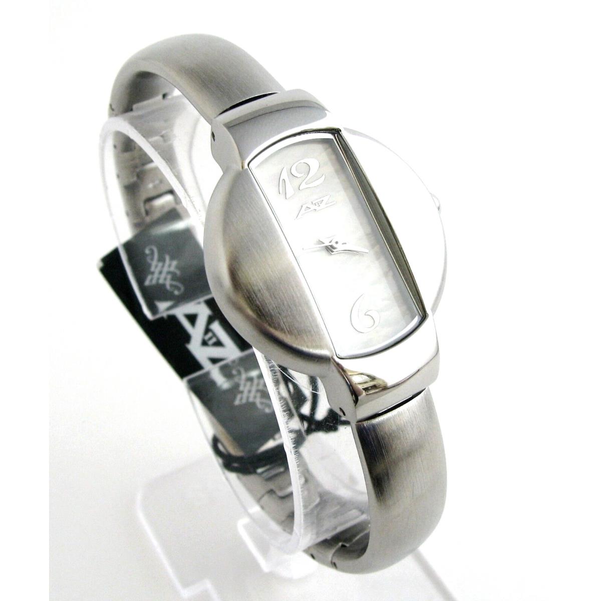 A II Z by Timex White Mop Dial Silver Tone Stainless Steel Bangle Watch -V0V697