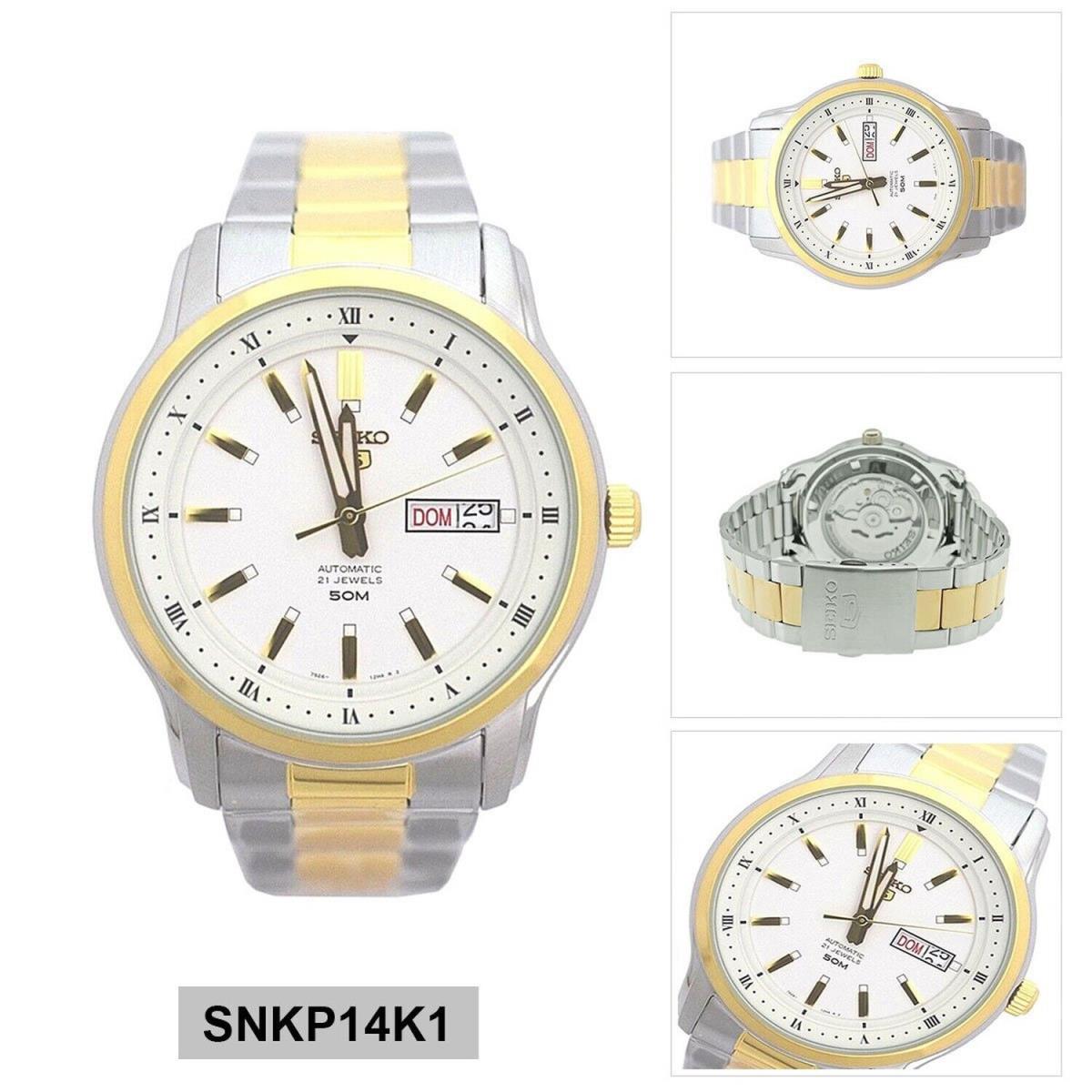 Seiko Series 5 Automatic White Dial Two-tone Men`s Watch SNKP14K1S
