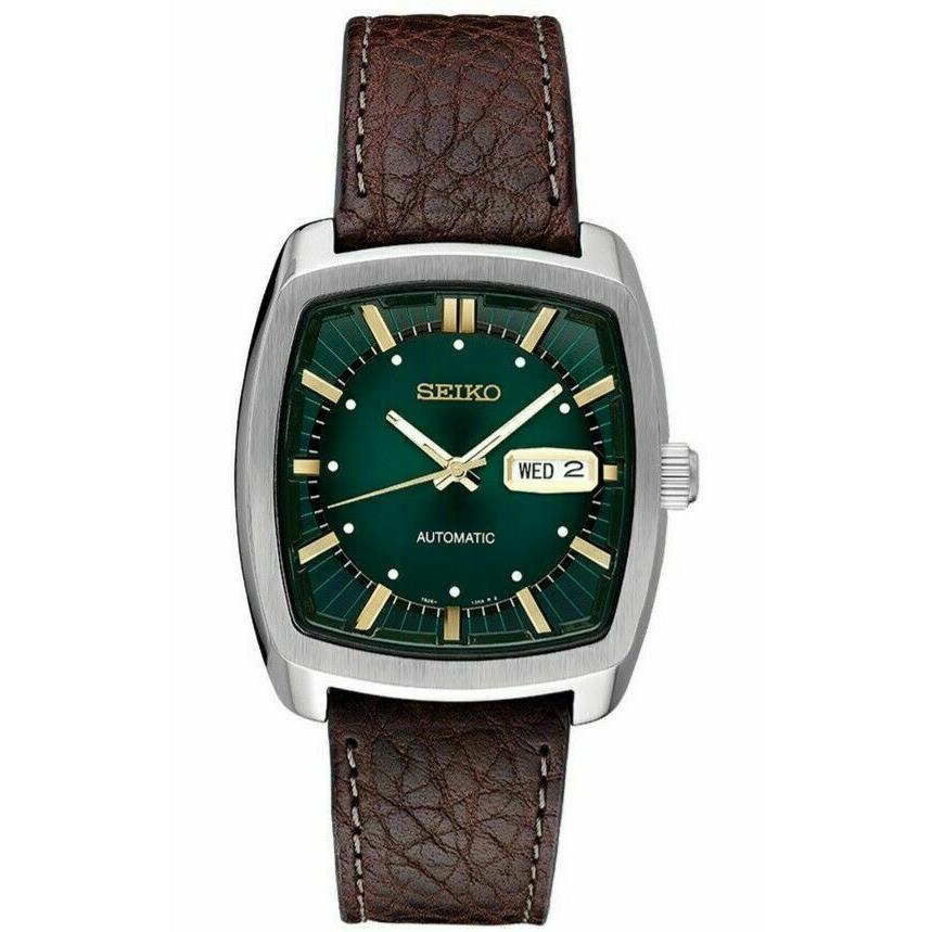 Seiko Men`s Recraft Automatic Green Dial Rectangular Watch SNKP27