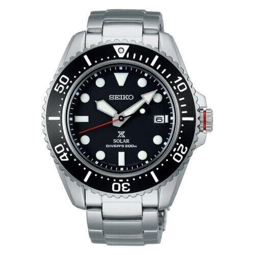 Seiko Men s Prospex Diver`s Solar Black Dial Stainless Steel Watch SNE589 - Band: Silver