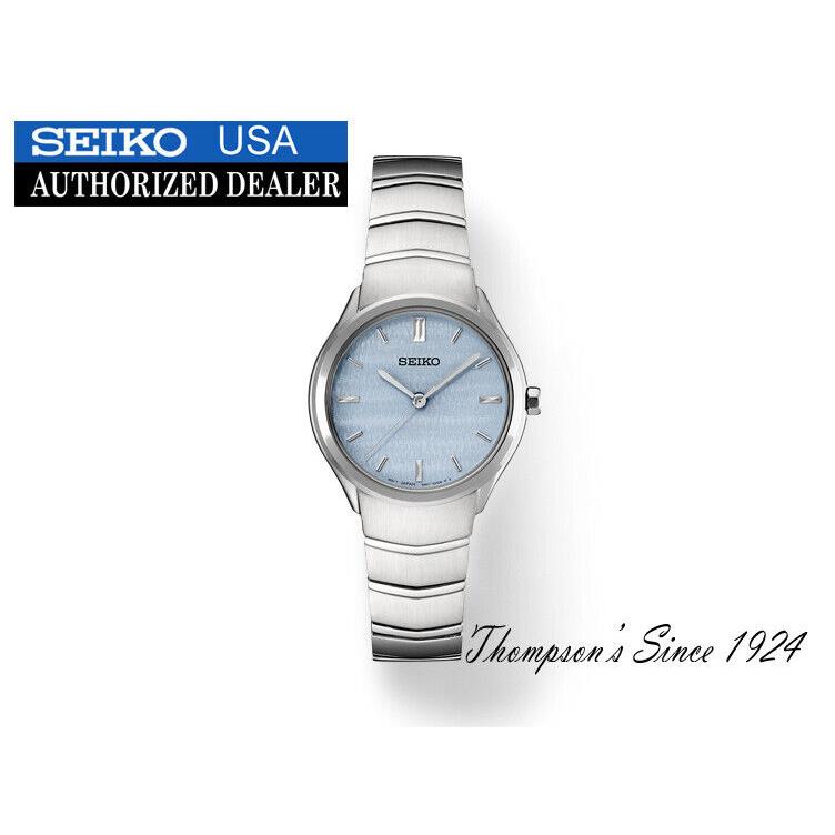 Seiko SUR549 Women`s Essentials Stainless Steel Quartz Light Blue Dail