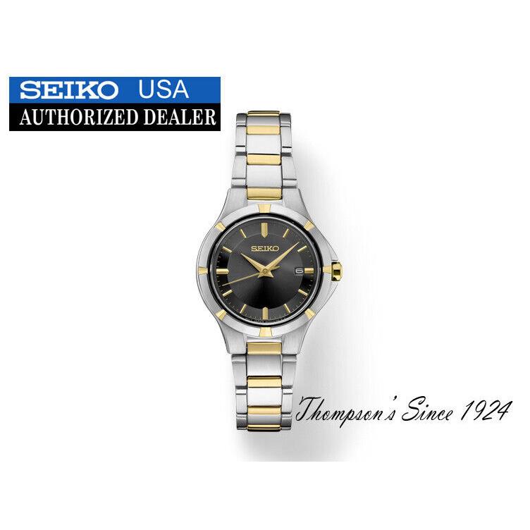 Seiko SUR414 Essentials 27.4 mm Two Tone Charcoal Dial Quartz Women`s Watch