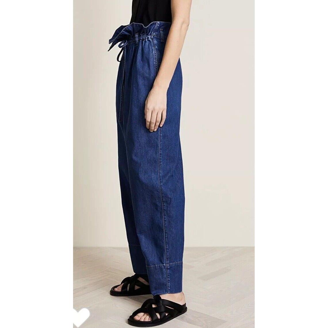 Stella Mccartney Paper Bag Waist Jeans Dark Blue Wide Leg Drawstring Waist Nwt24