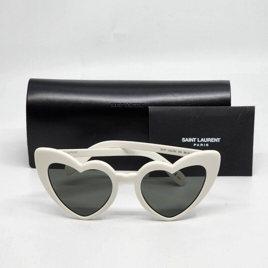 Saint Laurent Loulou Ysl SL181 003 Ivory/grey Heart Sunglasses 54mm - 003, Frame: White, Lens: Gray