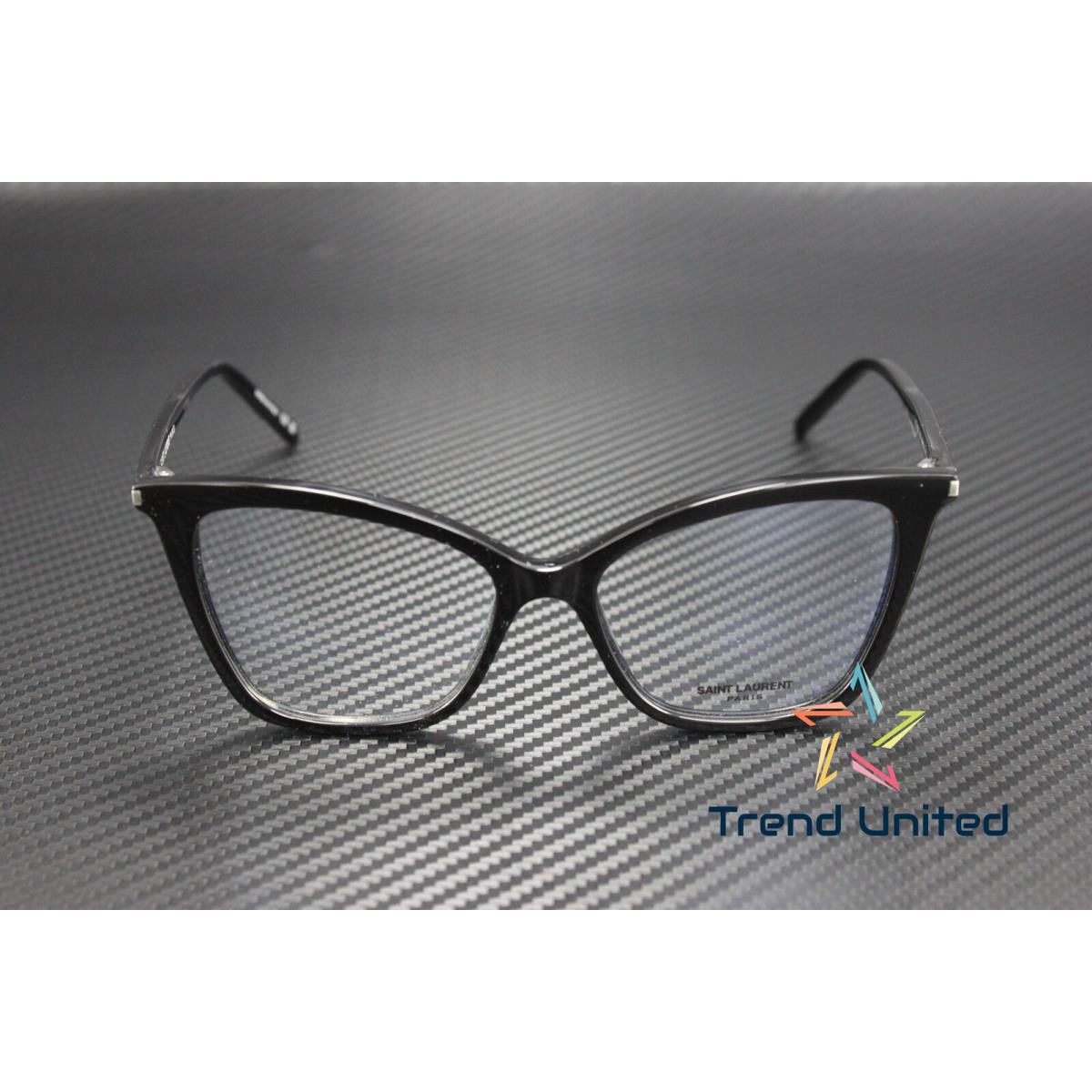 Saint Laurent SL 386 001 Cat Eye Acetate Black Demo Lens 53mm Women`s Eyeglasses