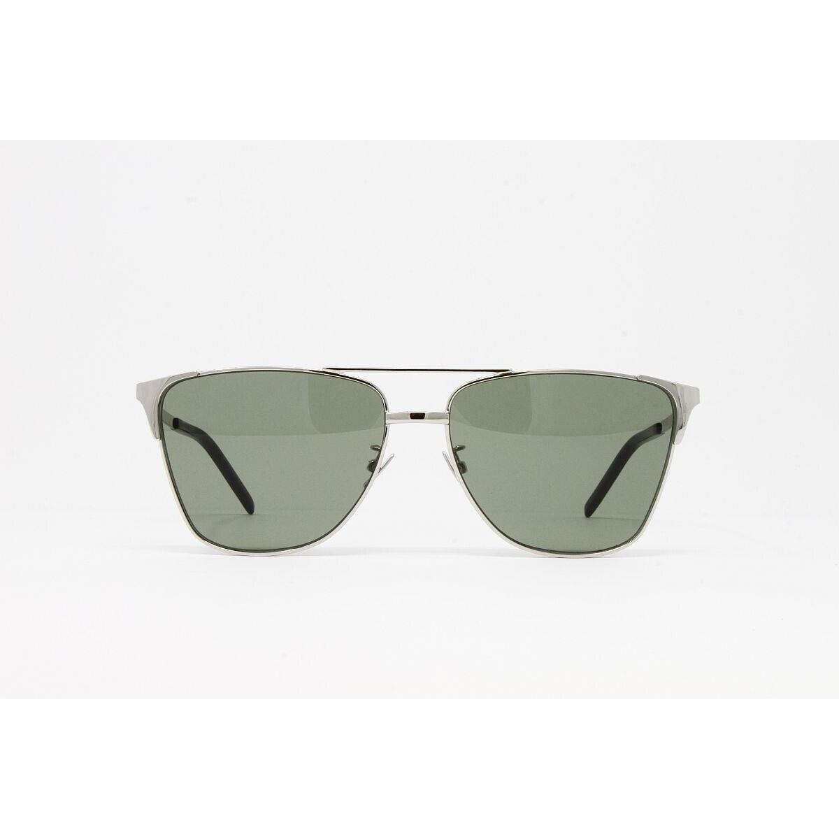 Saint Laurent Sunglasses Unisex Square SL280 004 Silver Size 59mm Green Lens