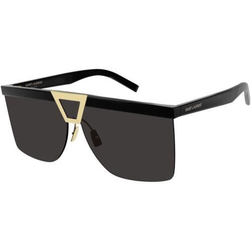 Saint Laurent Palace SL537 001 Black Gold Dark Grey Square Women Sunglasses