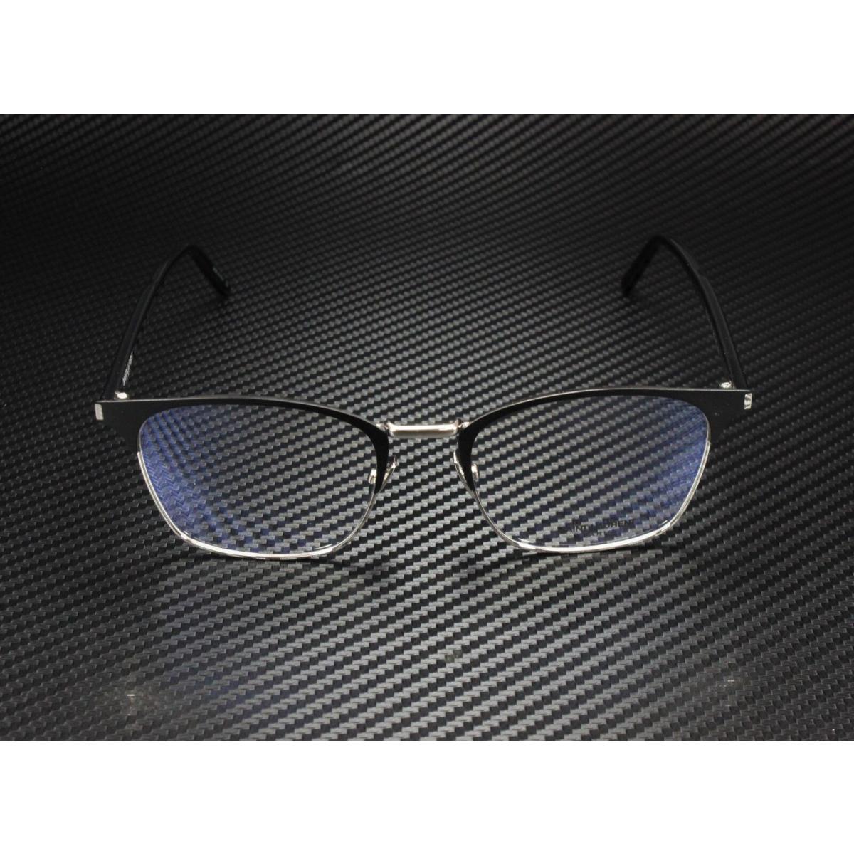 Saint Laurent Ysl 224 002 Square Black Shiny Blk Demo Lens 52mm Men`s Eyeglasses