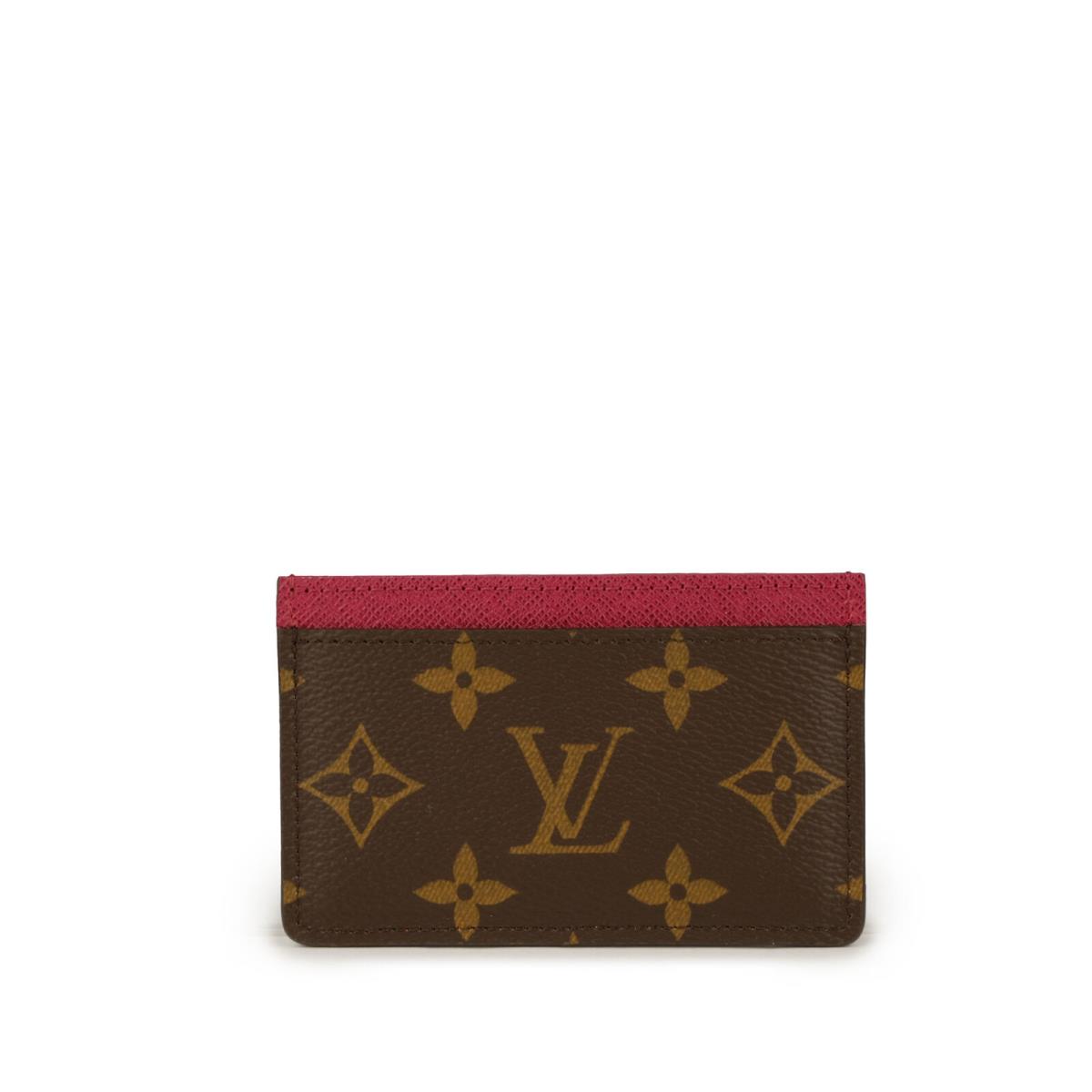Louis Vuitton Monogram Burgundy Leather Porte Cartes Card Holder Wallet