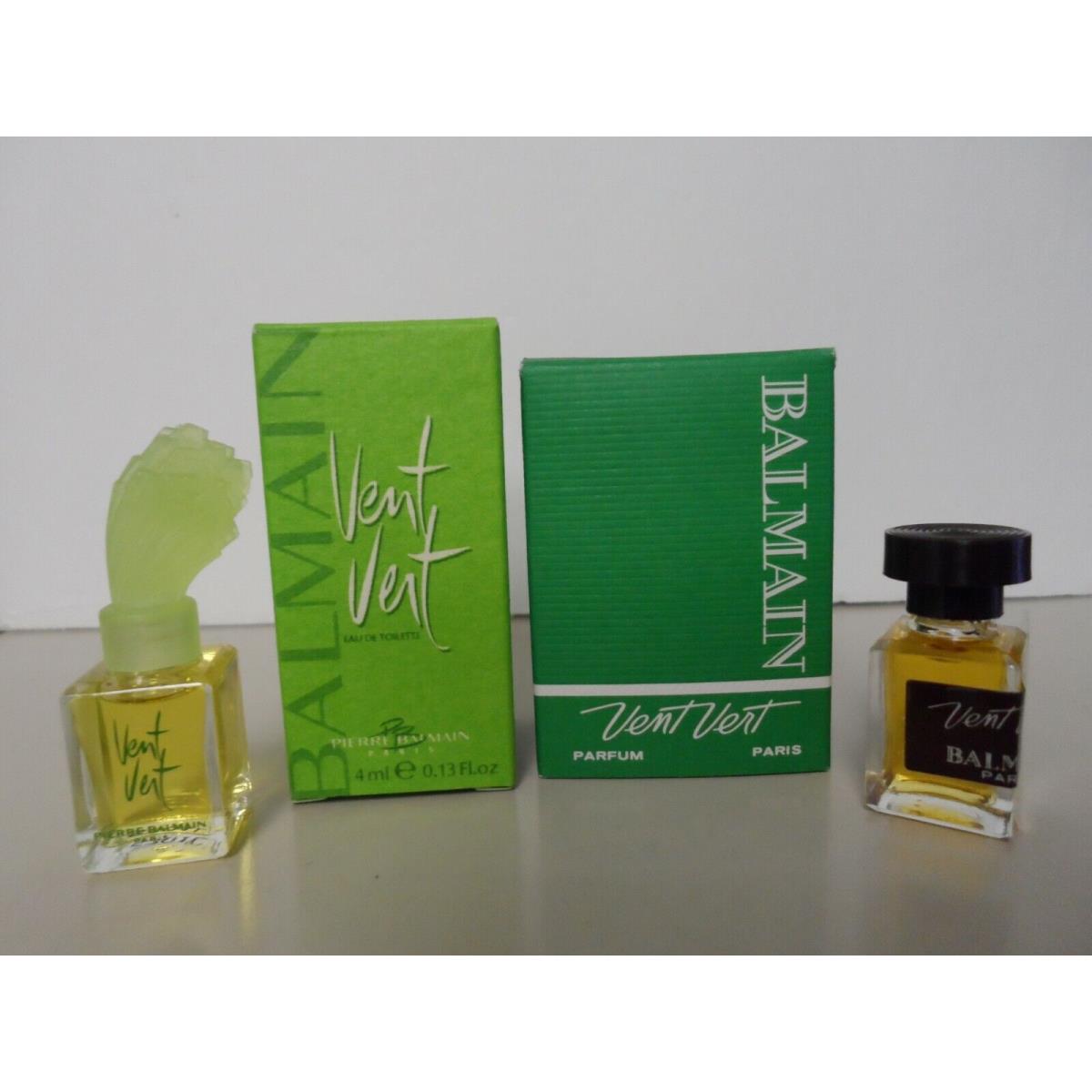 Vintage Vent Vert Balmain Mini Bottles Lot of 2 4ml Perfume + 4ml Edt
