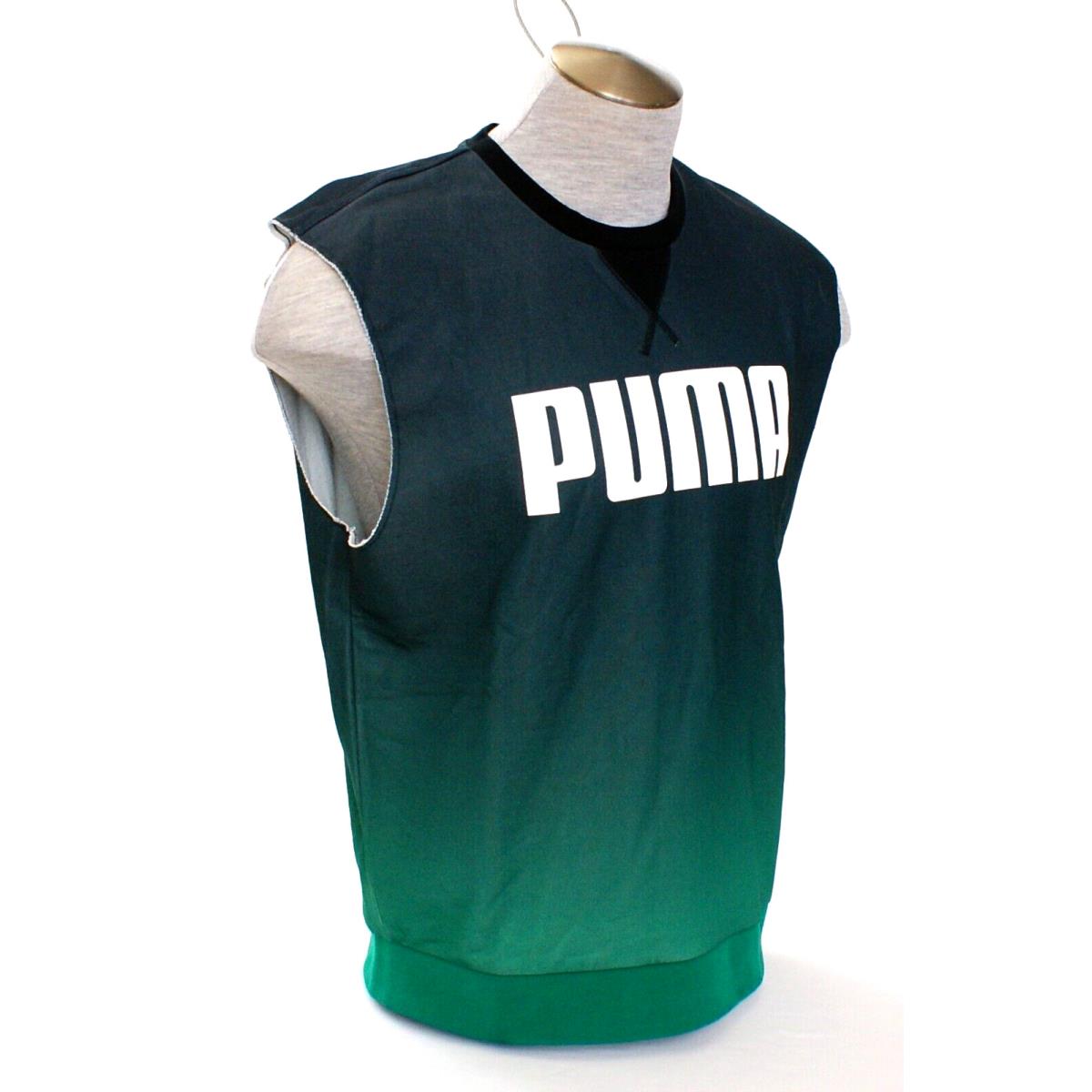 Puma Signature Green Sleeveless Running Top French Terry Interior Men`s M