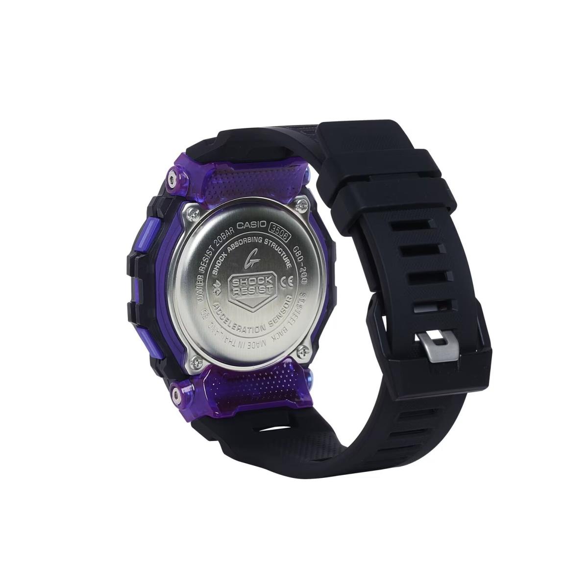 Casio G-shock GBD-200SM-1A6 G-squad Bluetooth Purple/black Digital Watch - Band: Black, Bezel: Black