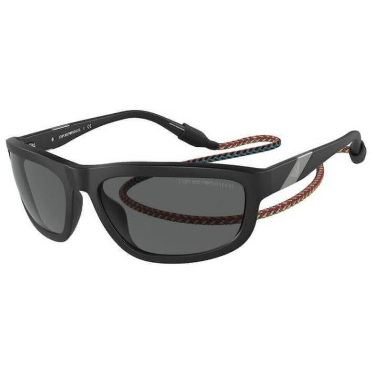 Emporio Armani Men`s Sunglasses Black Plastic Wrap Frame Grey Lens 4183U 500187