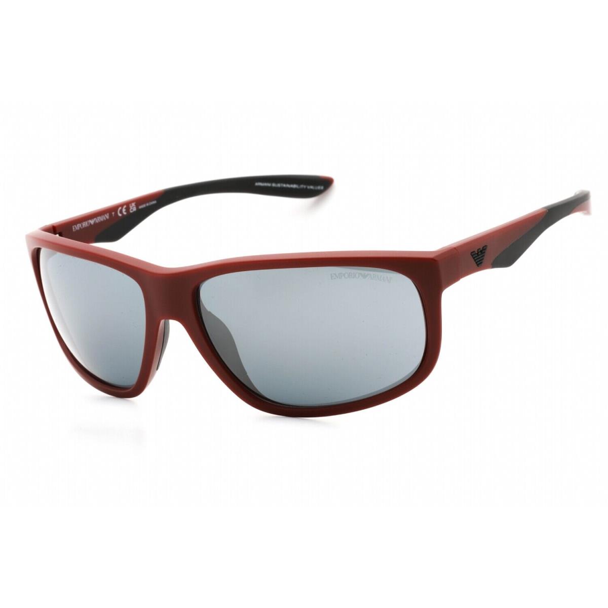 Emporio Armani EA4199U 52616G Sunglasses Matte Bordeaux Frame Grey Mirrored