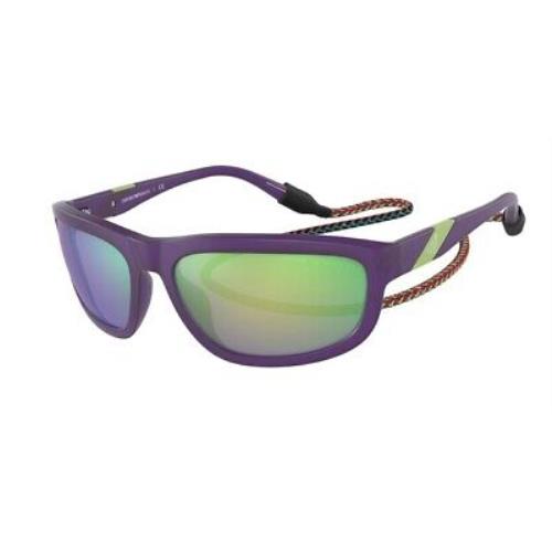 Emporio Armani EA4183U 51283R Mt Purple Grey Mir Green 64 mm Men`s Sunglasses