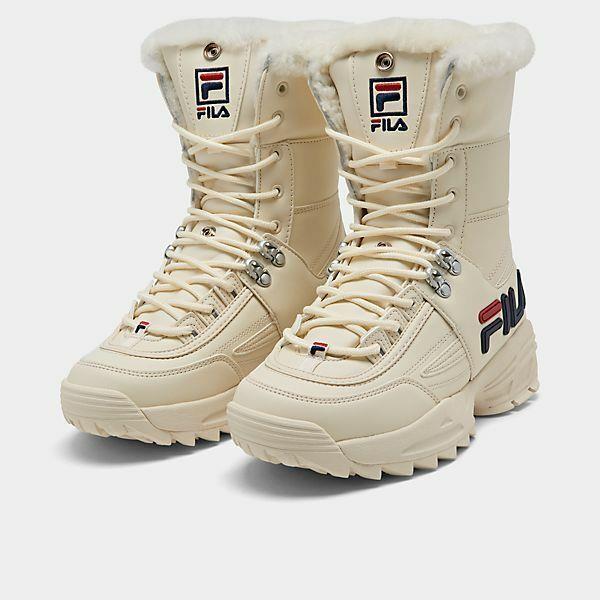 Women Fila Disruptor Boot Fur Off White Ivory Lace UP Fur Lining Boots US 6 SporTipTop