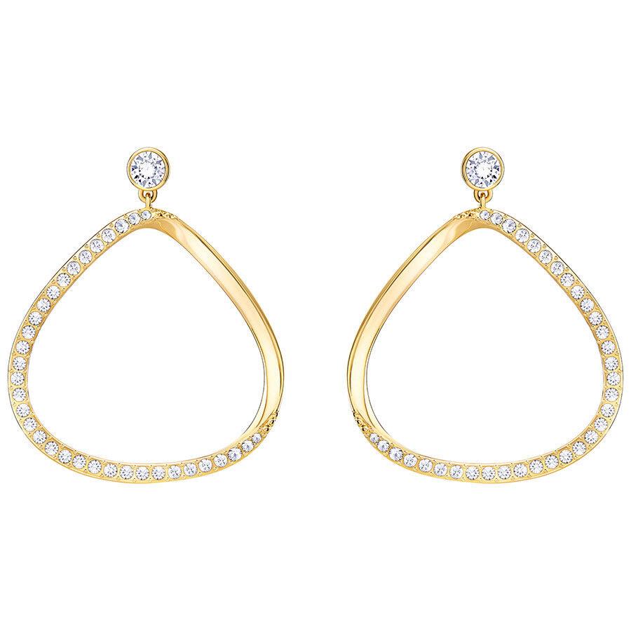 Swarovski Gaya Pierced Earrings White Clear Crystal Gold Tone 5278288