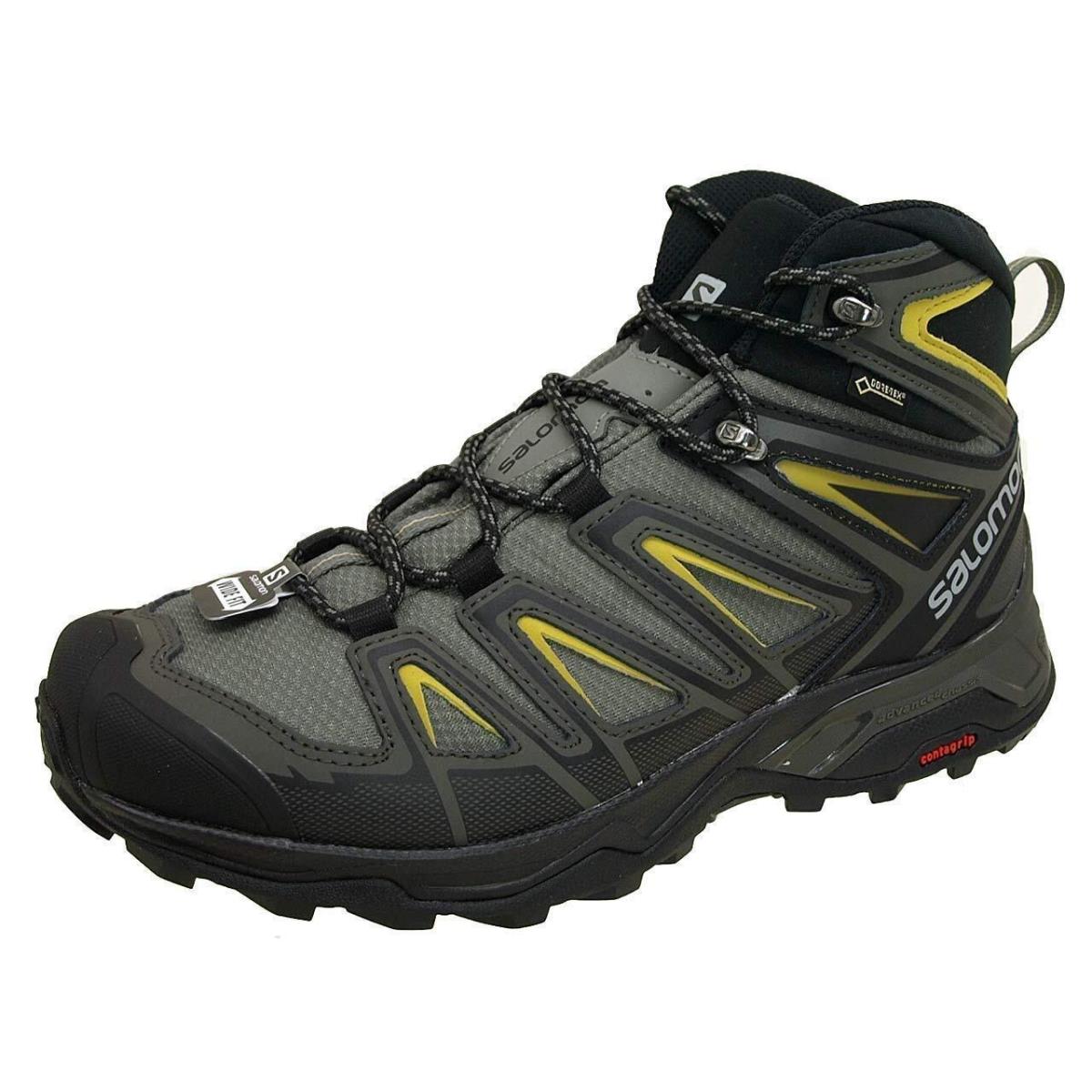 Salomon X Ultra 3 Mid Gore-tex Hiking Bo Sz_9_Castor Gray/black/green Sulphur - Castor Gray/Black/Green Sulphur