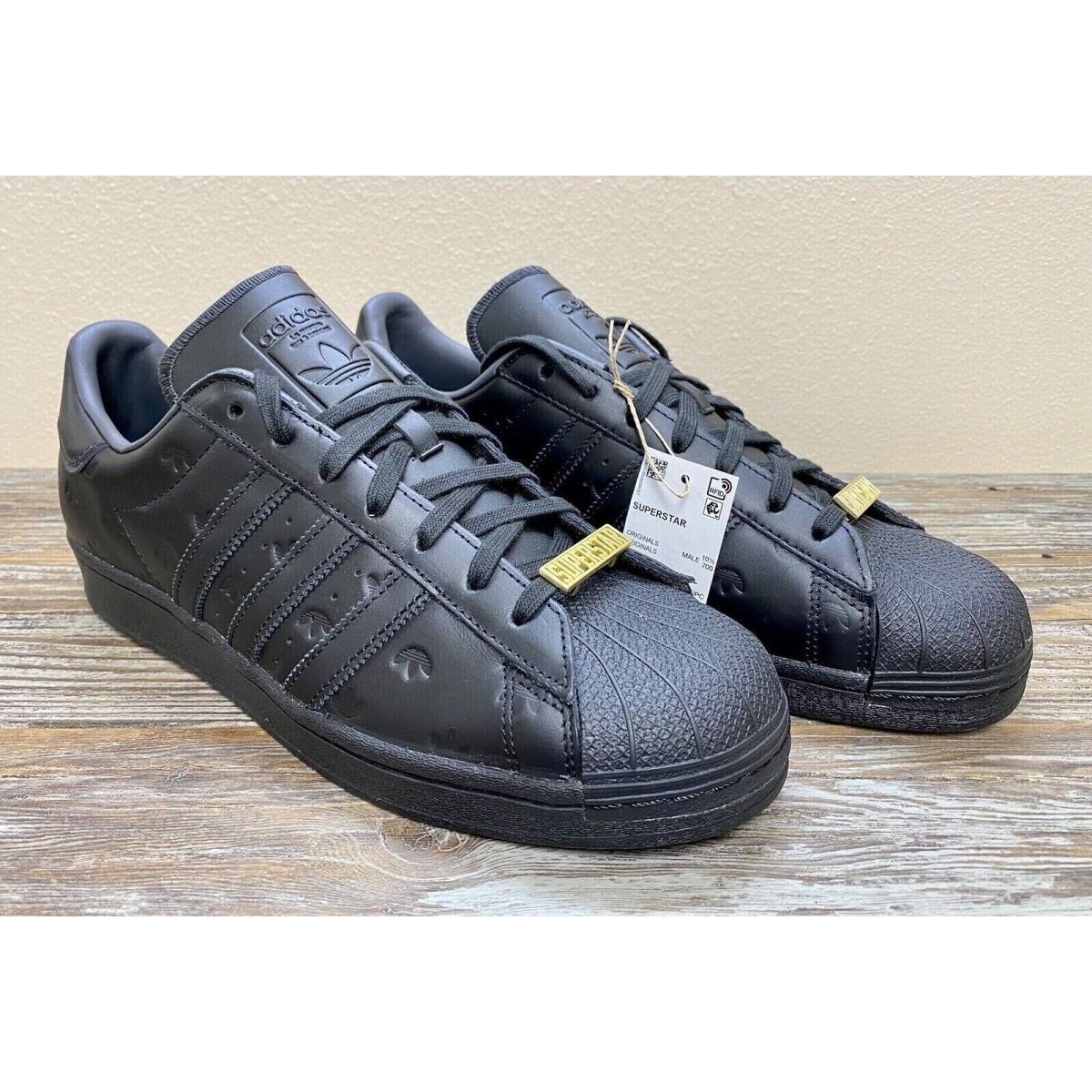 Adidas Originals Superstar Allover Trefoils Carbon Black Men`s Shoes Sz 10