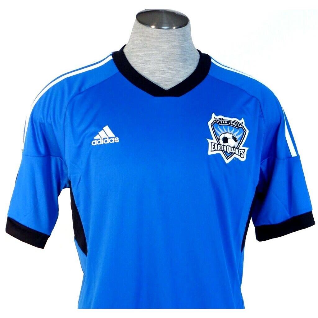 Adidas Climacool Mls San Jose Earthquakes Blue Short Sleeve Soccer Jersey Men`s