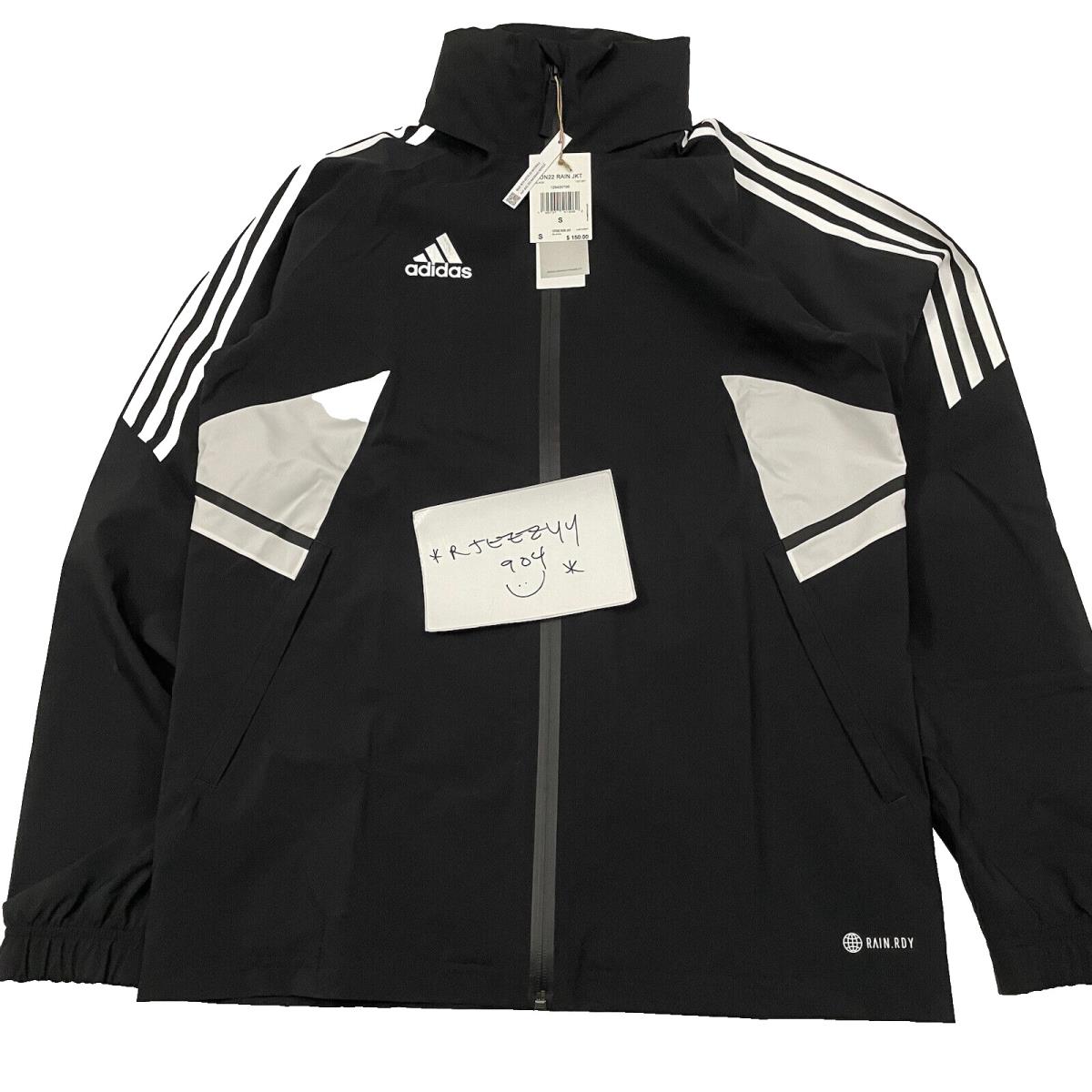 Mens Size S Adidas Condivo 22 Waterproof Rain Soccer Jacket H21287 Black