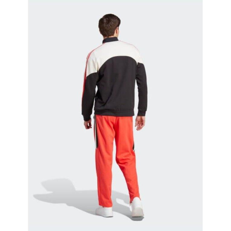 Adidas Men`s Small Colorblock Track Suit Jacket Pant IC6753 Orange Black Red