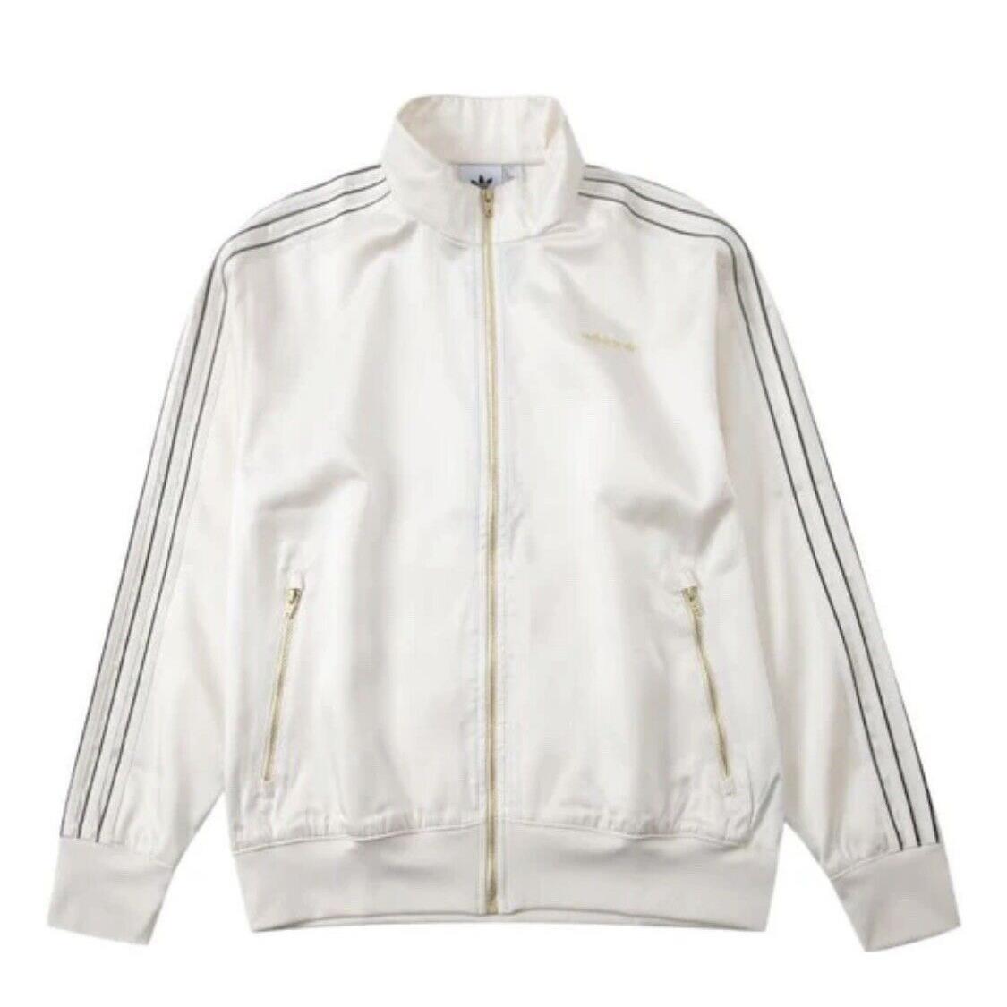 Men`s Adidas Firebird Satin White Beige Gold Track Jacket H31291 Medium