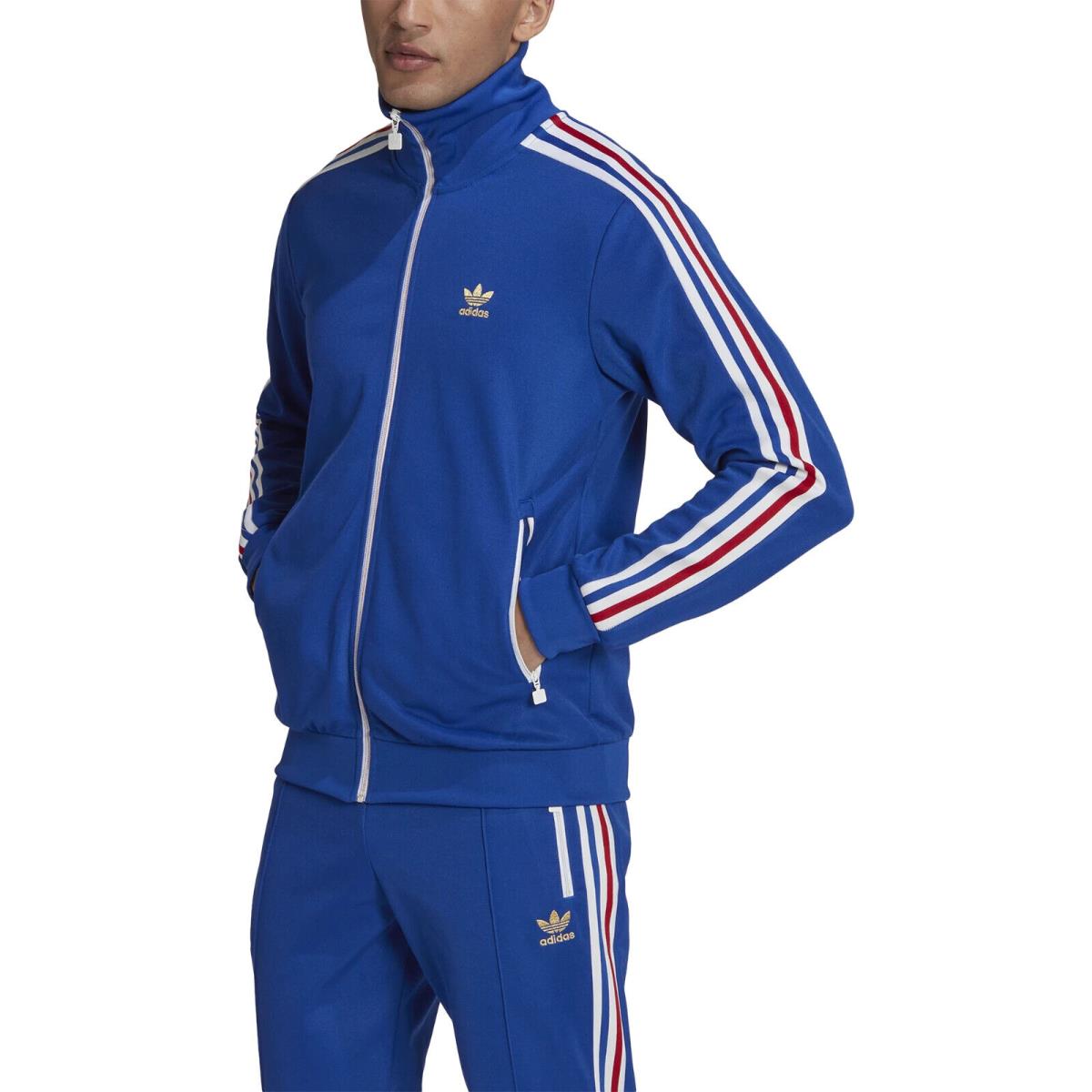 Adidas HK7406 Originals Beckenbauer Track Jacket Blue Red White - Medium