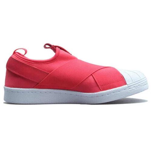 Adidas Superstar Slip On BB2118 Sneaker Women`s US 7.5 Coral Pink White Shoes - Pink