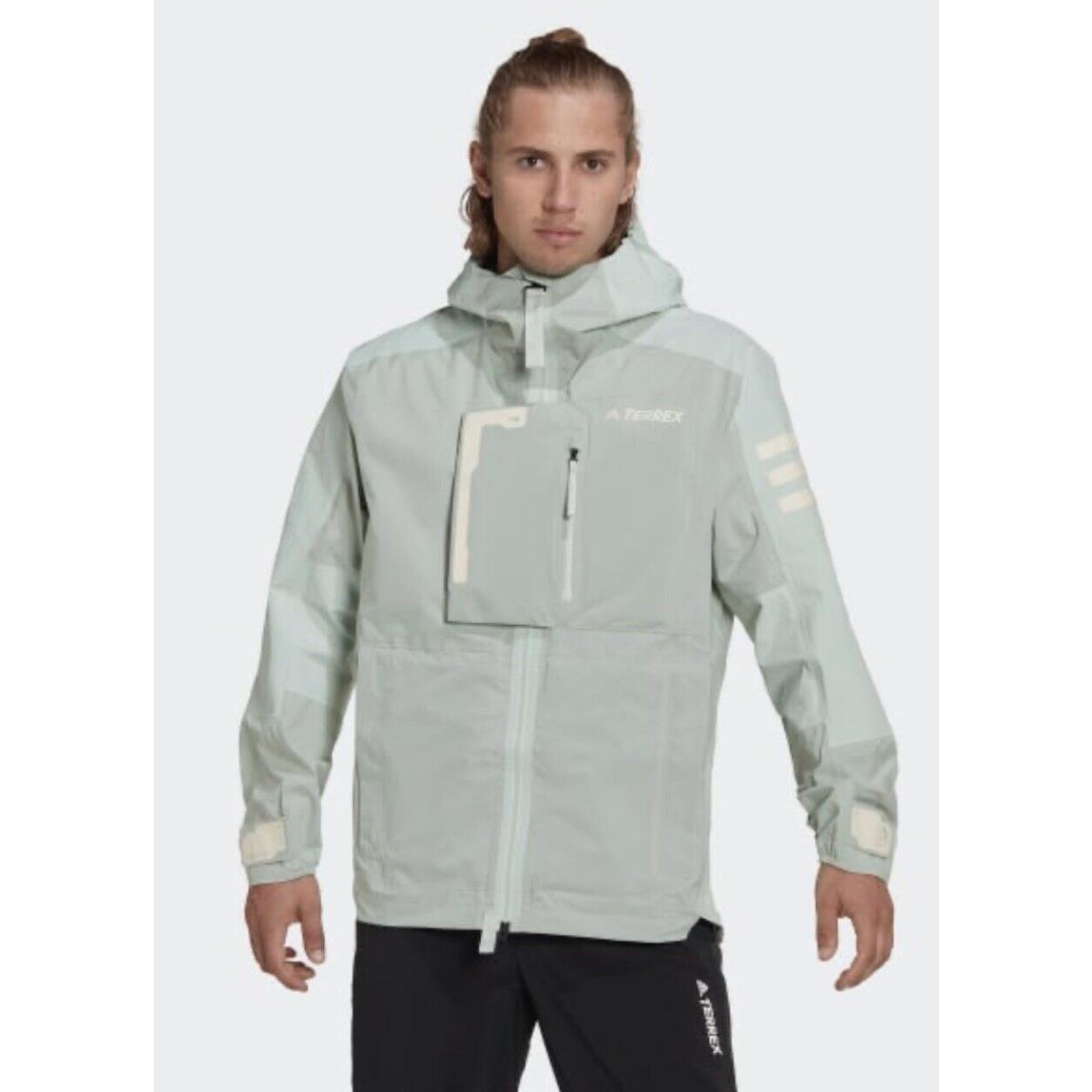 Adidas Mens Terrex Xploric Rain.rdy Hiking Jacket Mint Green HH9243 Size XL