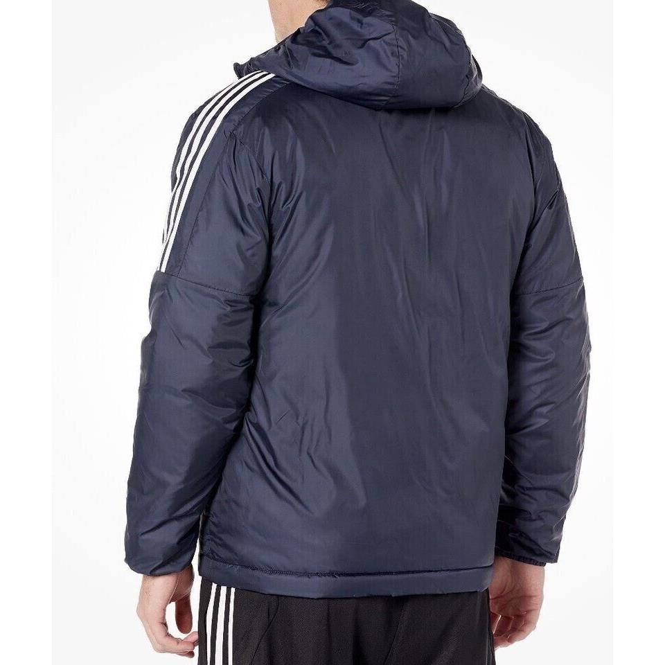 Adidas Mens 2XL Essentials Insulated Hooded Jacket Three Stripes GT9165 Navy