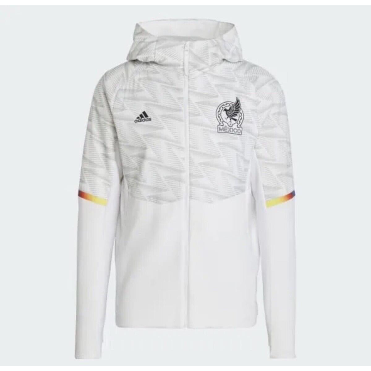 Adidas Mexico 22/23 Game Day Mens Full Zip Jacket Hoodie White IC4450 Sz L