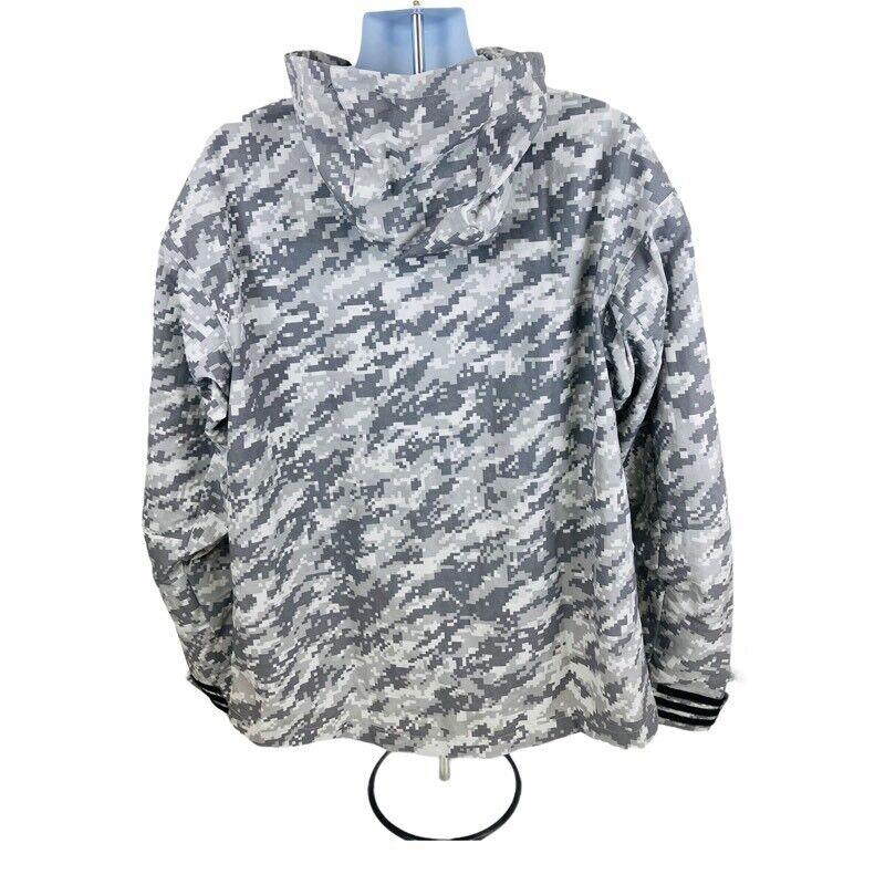 Adidas Mens ID Reflective Track Jacket Gray Digital Camouflage Full Zip Hooded M