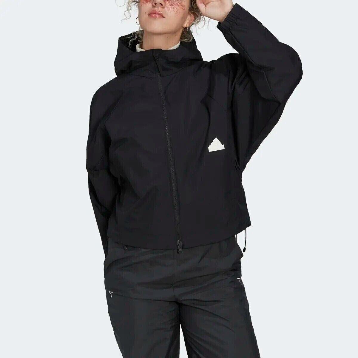 Adidas Escape Jacket Women`s Hooded Water Repellent Black Size L HG4370