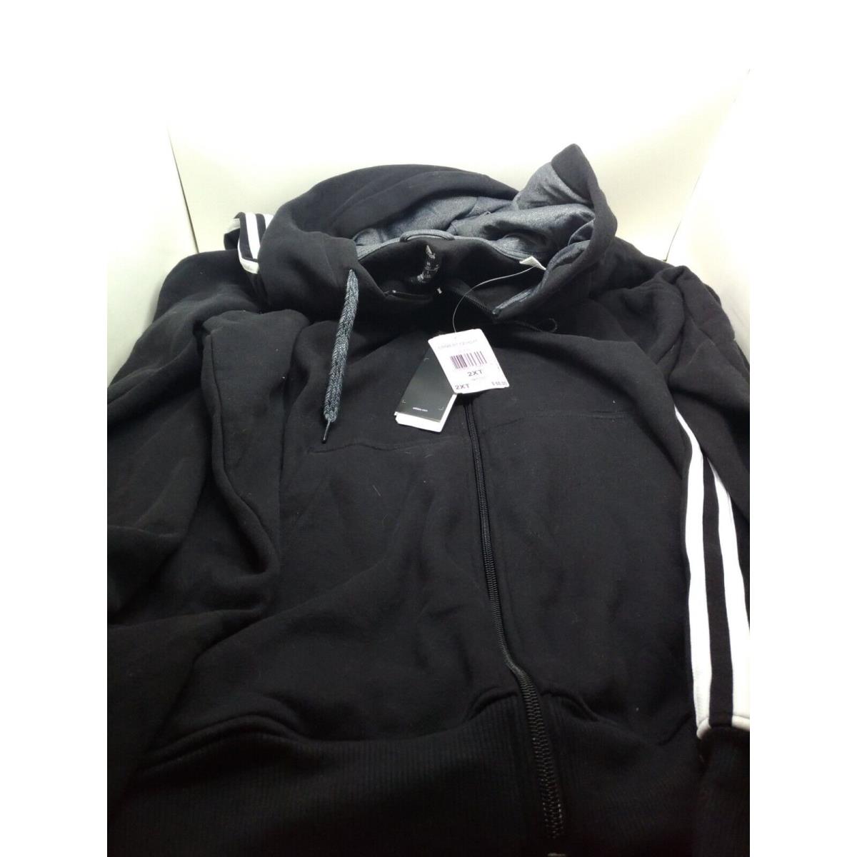 Adidas Men Essentials Fleece 3-Stripes Full-zip Hoodie Black Size 2XT